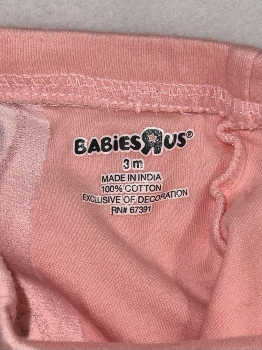 BabiesRUs Pink Baby Onsie with Footed bottoms - size 3 month GUC